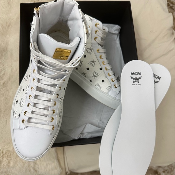 MCM White and Black Logo High-Tops - Picture 4 of 6